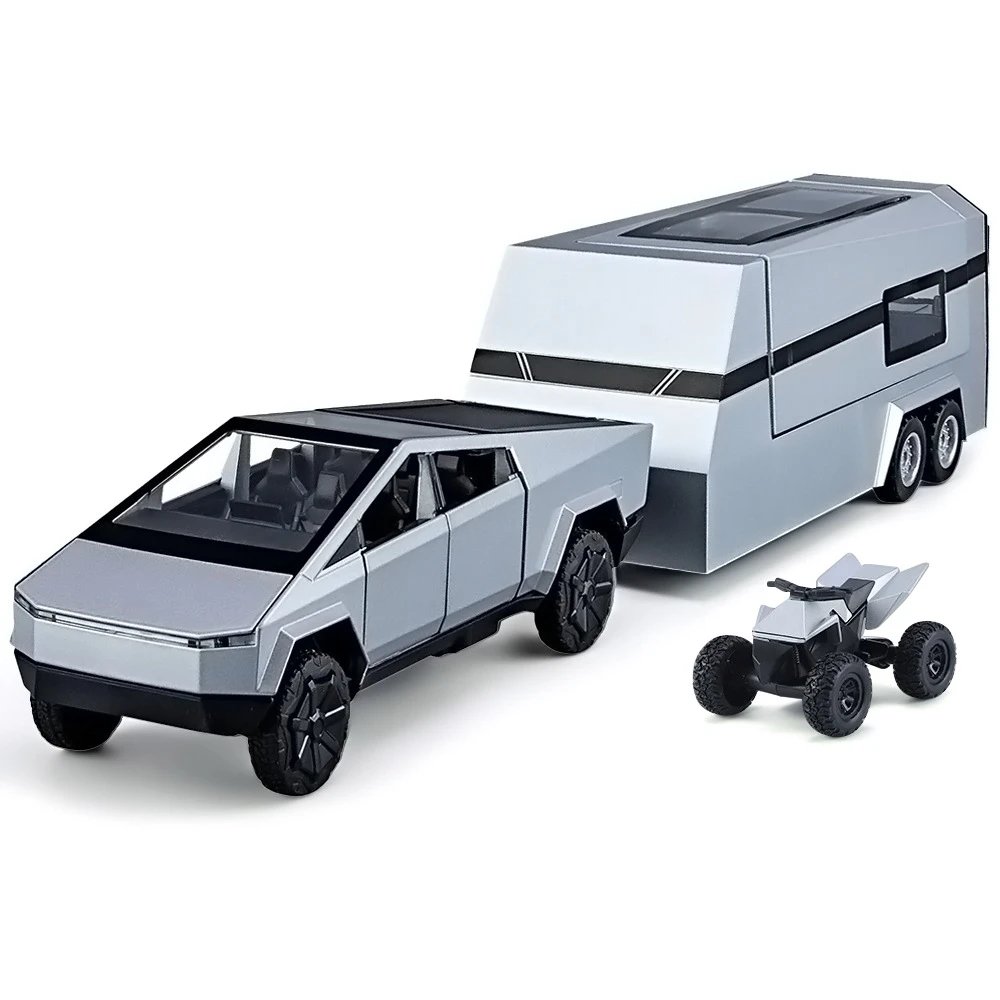 1:32 Cybertruck and Camper Trailer Diecast Model - Toy Spreadsheet, Collectible Finds - 142469