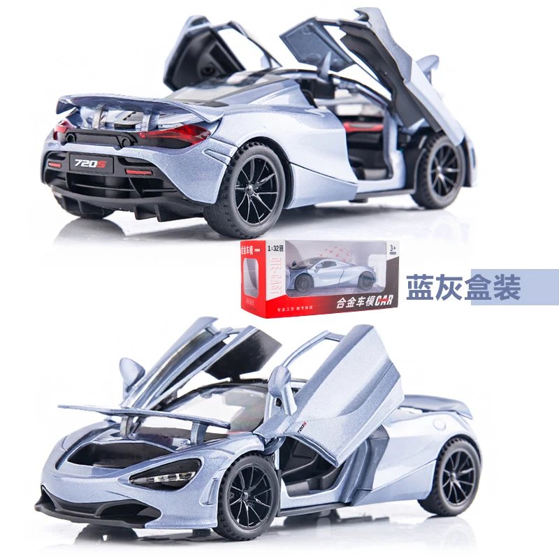 McLaren 720S Diecast Model Car Blue Gray Alloy Toy Electronics