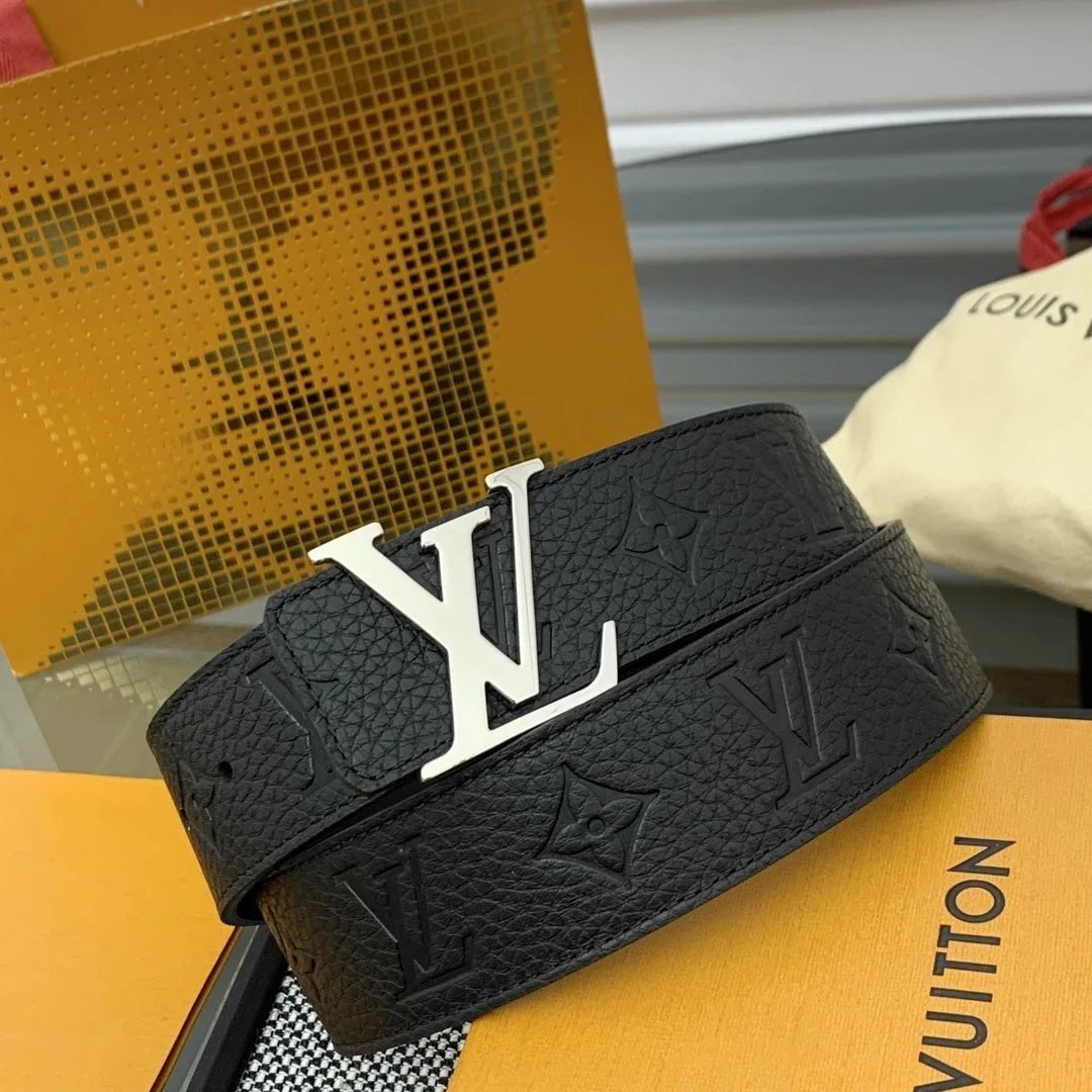 Louis Vuitton Black LV-Buckle Embossed Belt - 145506