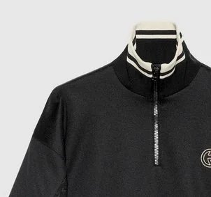 Double G Jacquard Half-Zip Jacket Black