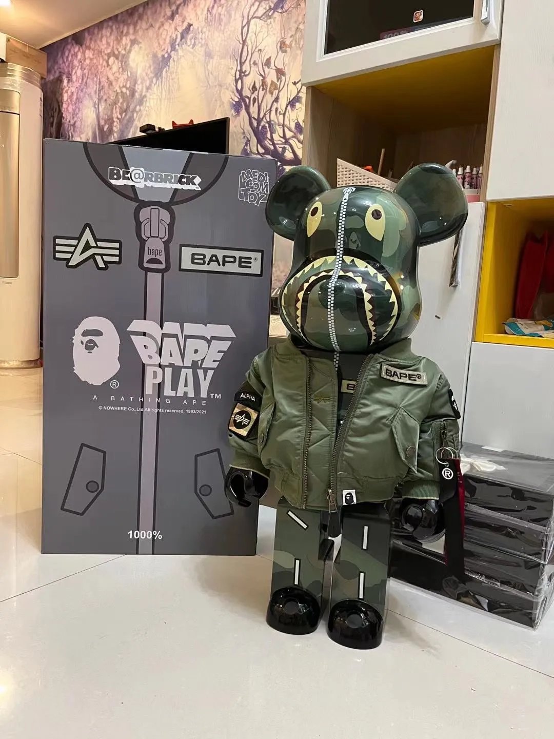 bape Green Pilot Shark 1000%
