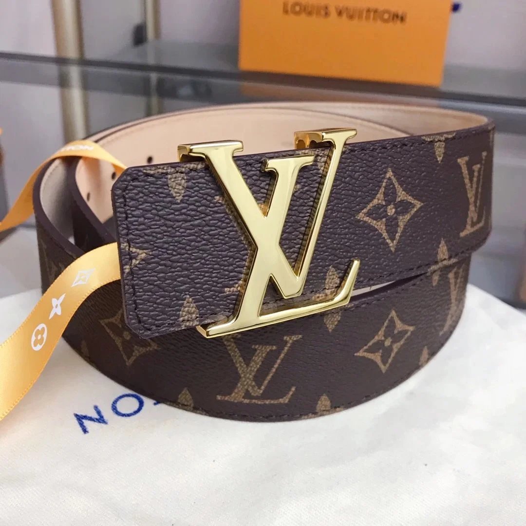 Louis Vuitton Brown Monogram Gold-Tone LV-Buckle Belt - Belt Spreadsheet, Belt Picks, Belt List