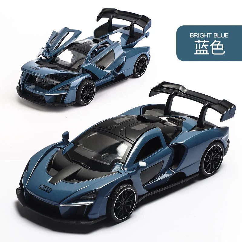 McLaren Senna Diecast Model Car Bright Blue Electronics
