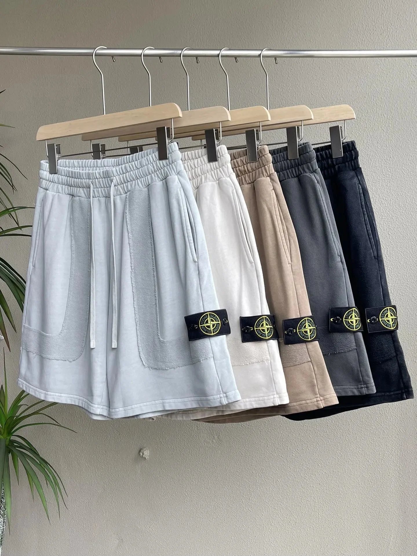 Stone Island Black Elastic Waist Shorts