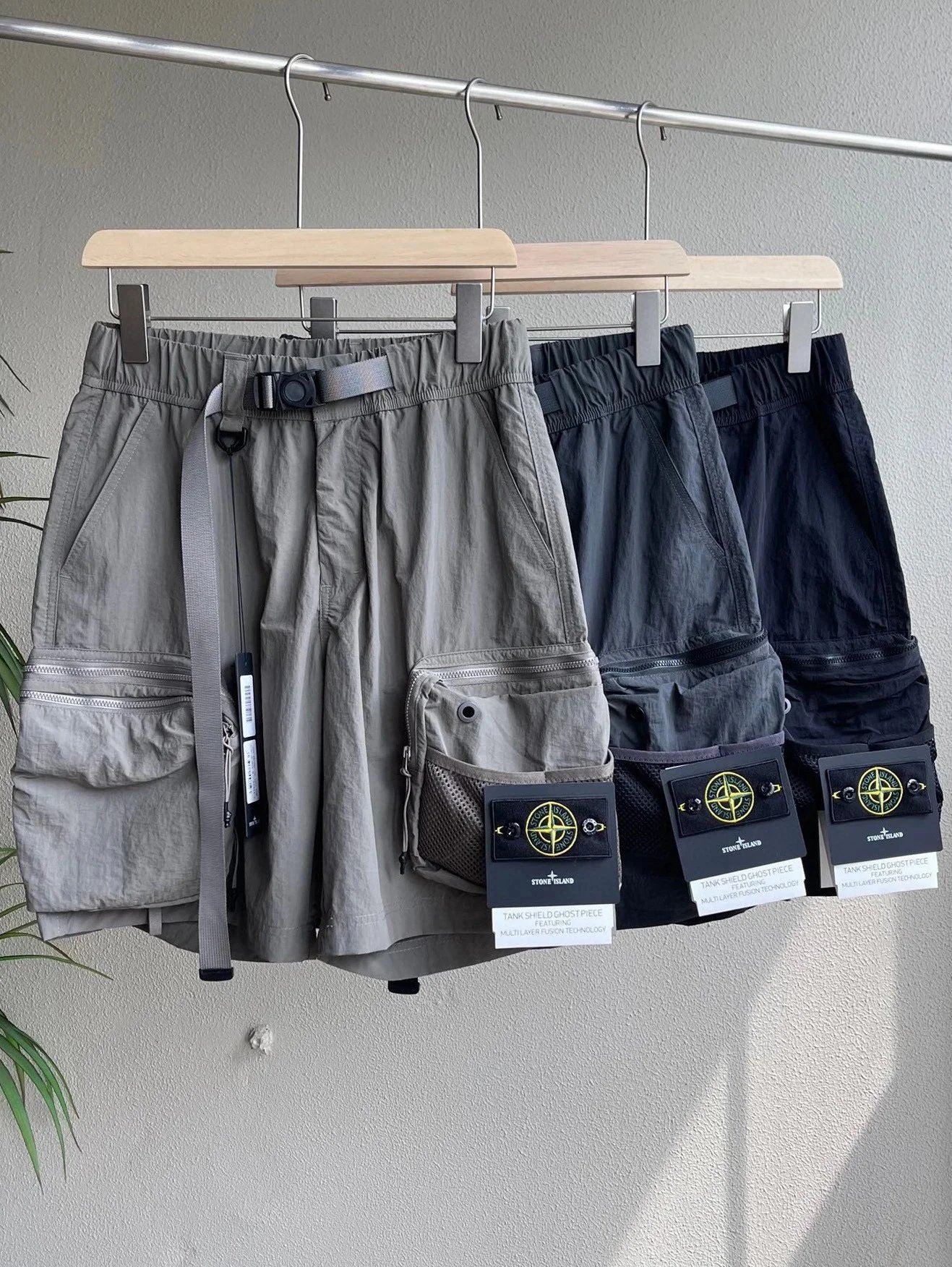 Stone Island Tank Shield Ghost Piece Cargo Shorts