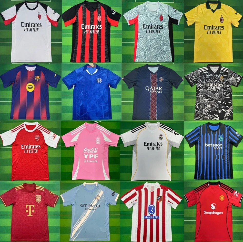 Assorted Football Club Jerseys with Emirates and Other Sponsor Logos