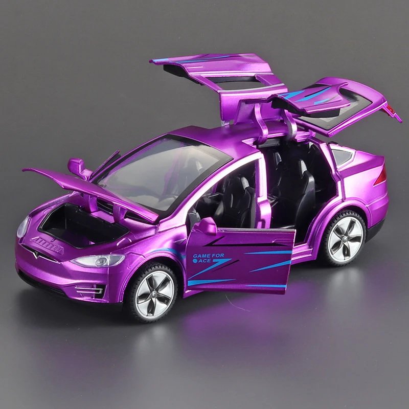 Tesla Model X Alloy Car Model Toy - Opening Doors, Lights, Pull-Back
