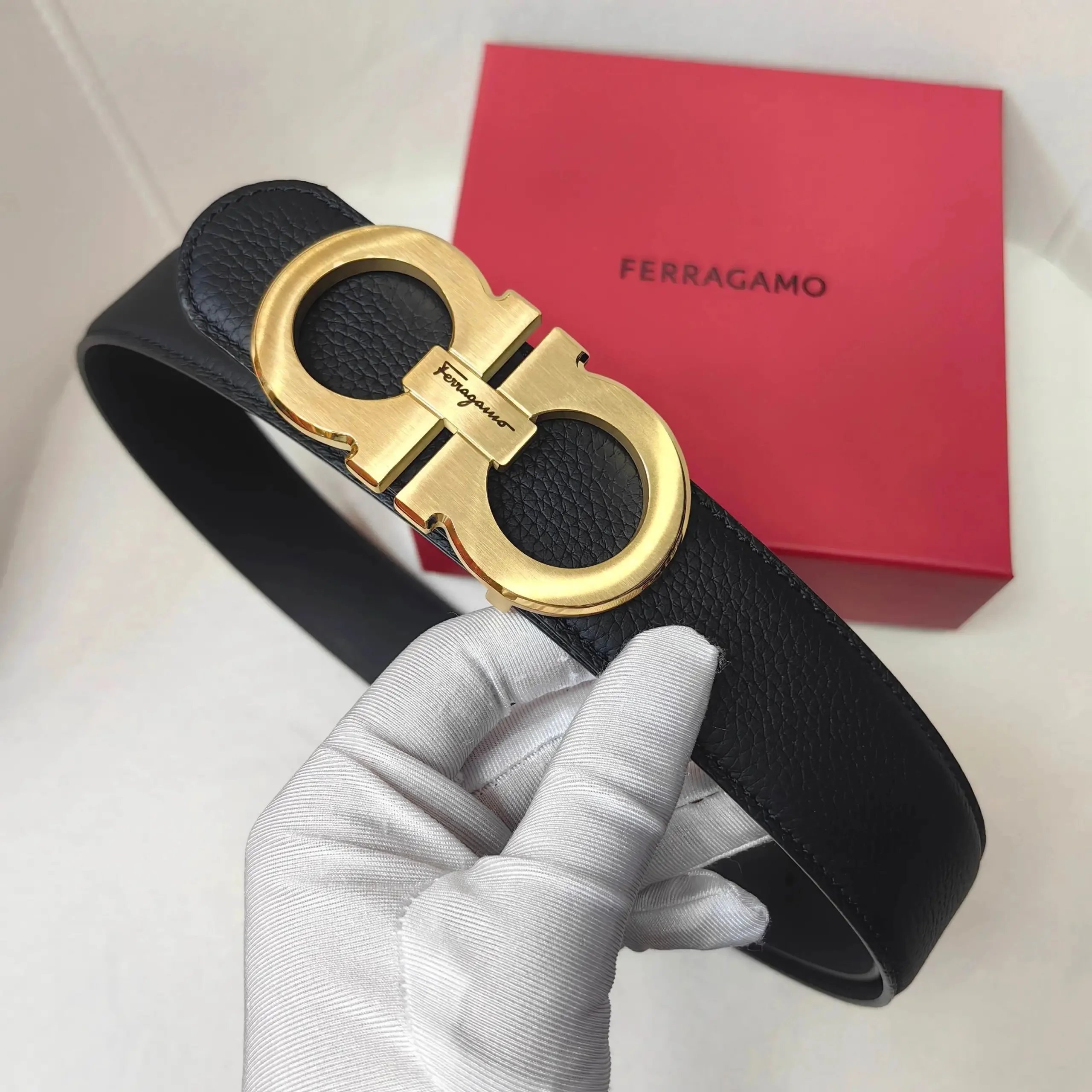 Ferragamo Black Gold-Tone Gancini-Buckle Belt - Belt Spreadsheet, Accessory Finds
