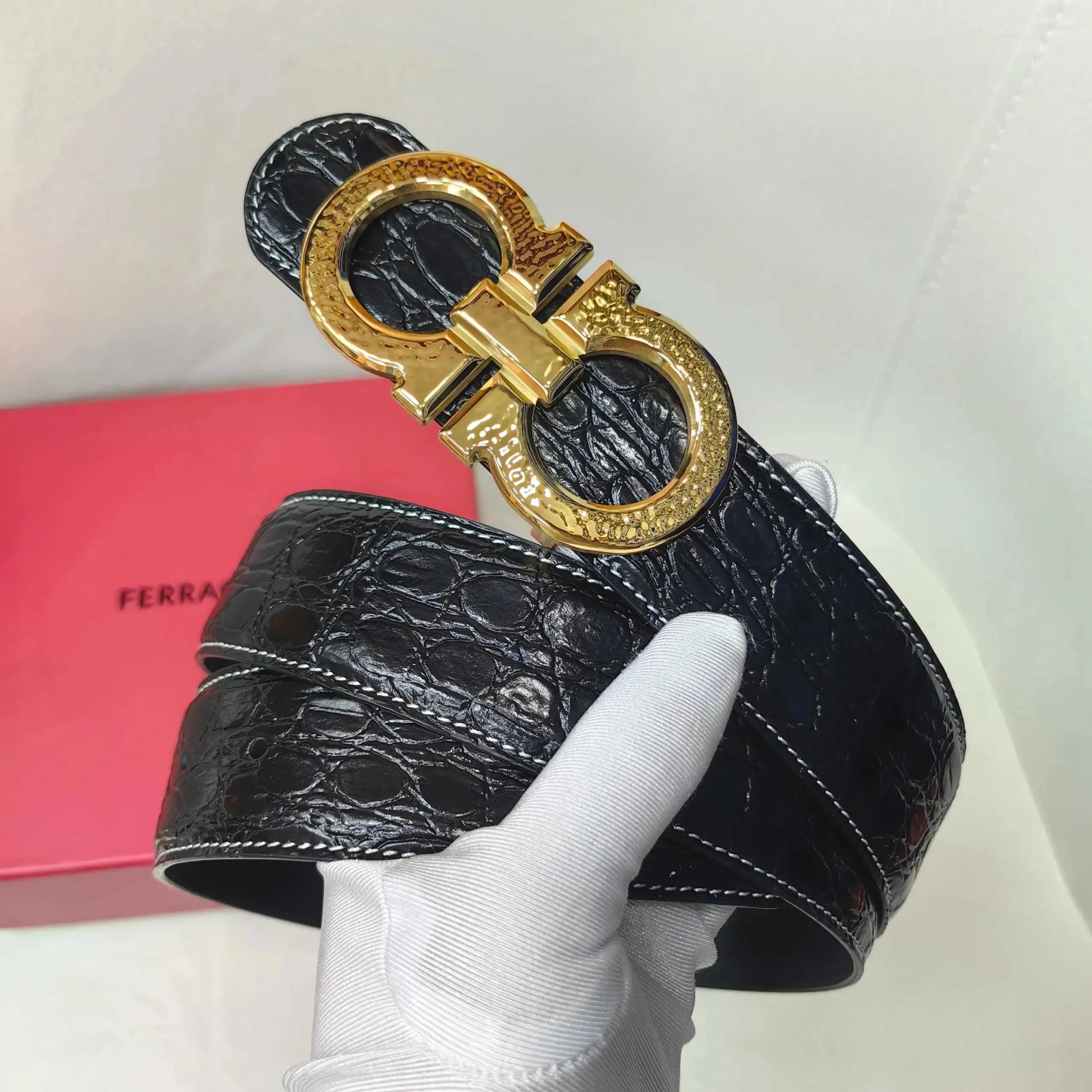 Croc-Embossed Buckle Belt P220(Q228) 3.8cm - 141780