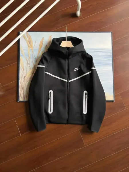 Nike Tech Fleece Windrunner Hooded Jacket Black / Gray / White Hoodie - 7