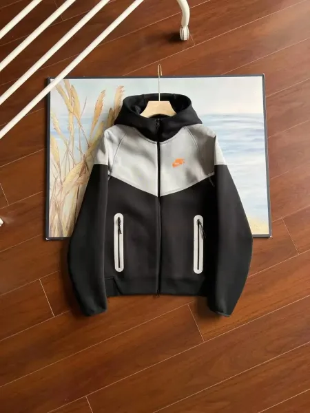 Nike Tech Fleece Windrunner Hooded Jacket Black / Gray / White Hoodie - 8