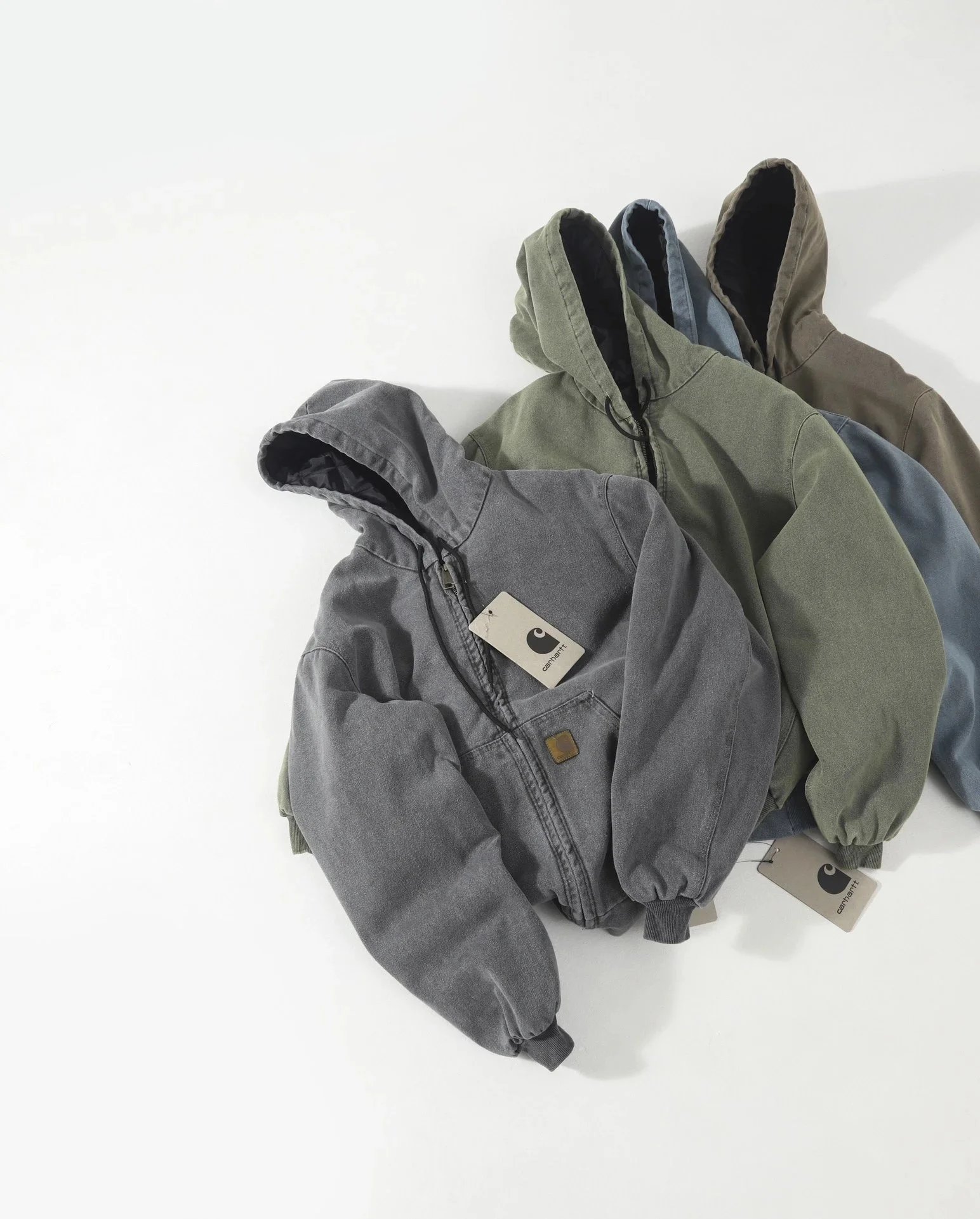 Vintage Washed Denim Quilted Hooded Jacket
