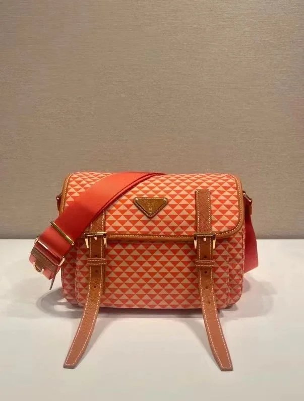 Prada Orange Woven Flap Crossbody Bag - 146001