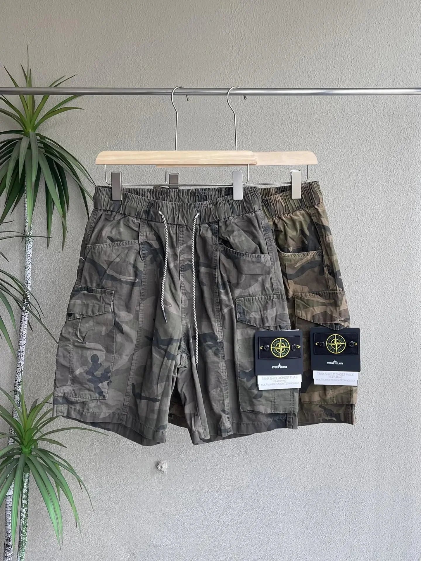 Stone Island Tank Shield Ghost Piece Cargo Shorts