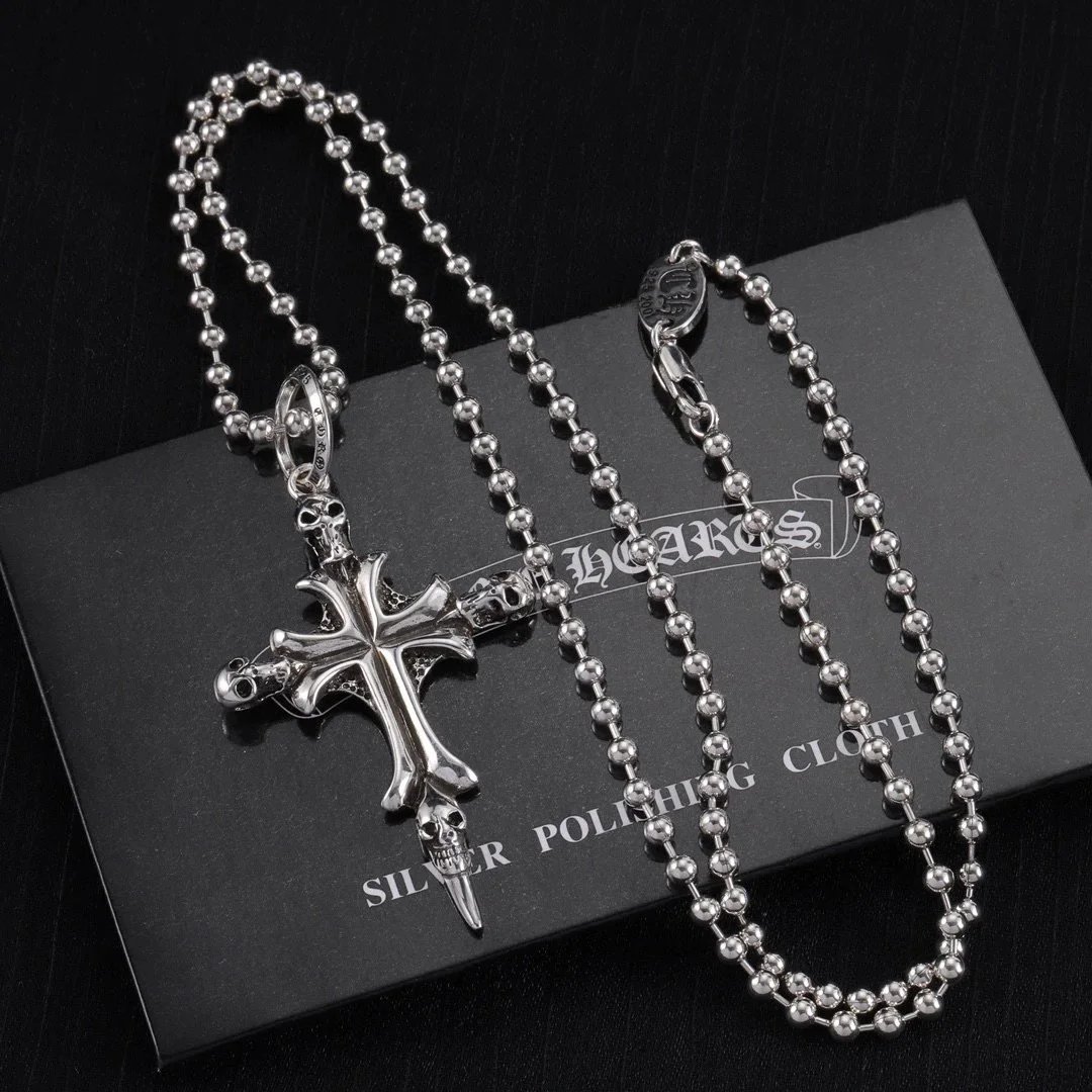 Chrome Hearts Cross with Skulls Necklace