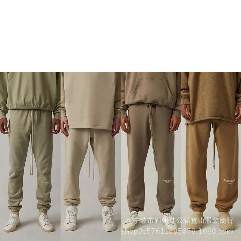 2022SS 绒布长裤白植绒印花ESSENTIALS潮牌跨境Sweatpants - 147368