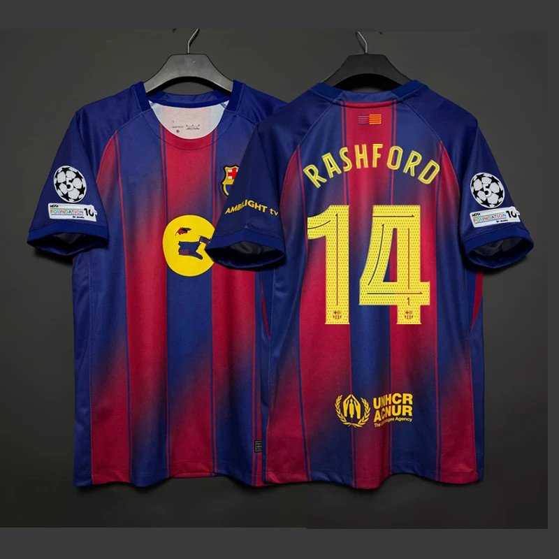 FC Barcelona x UNHCR 2023-24 Champions League Home Jersey - Rashford #14