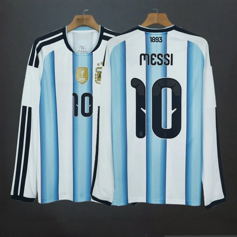 Argentina National Team 2022 World Cup Home Long-Sleeve Jersey - Lionel Messi #10