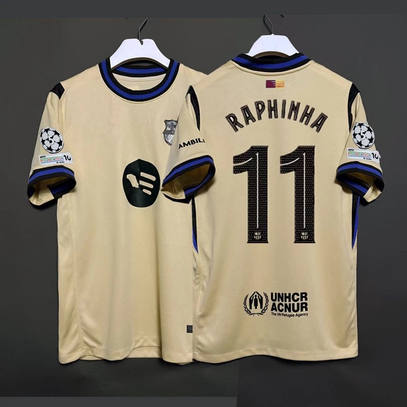 FC Barcelona x UNHCR Raphinha #11 Away Jersey Beige