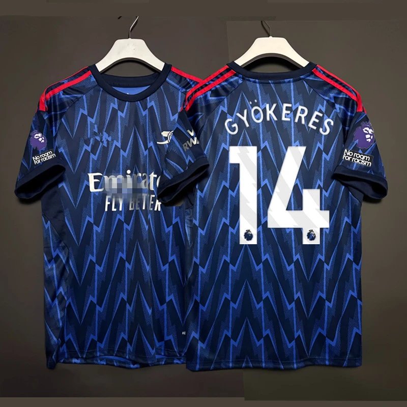 Arsenal FC 2023-24 Third Jersey Gyökeres #14 Navy Blue Zigzag Pattern Jersey