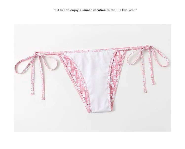 Dior Oblique Print Red and White Triangle Bikini Set - 15