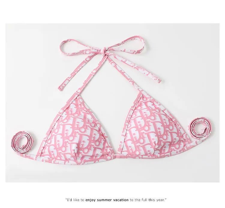 Dior Oblique Print Red and White Triangle Bikini Set - 13