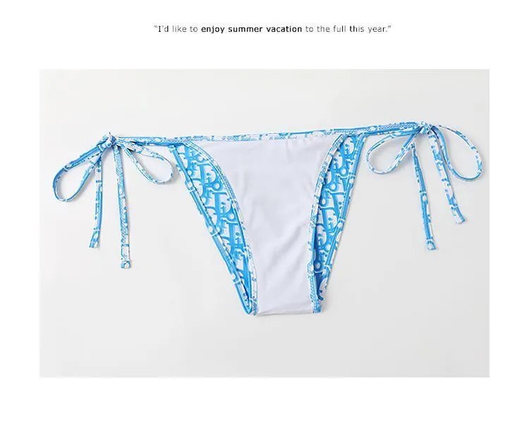 Dior Oblique Print Red and White Triangle Bikini Set - 19