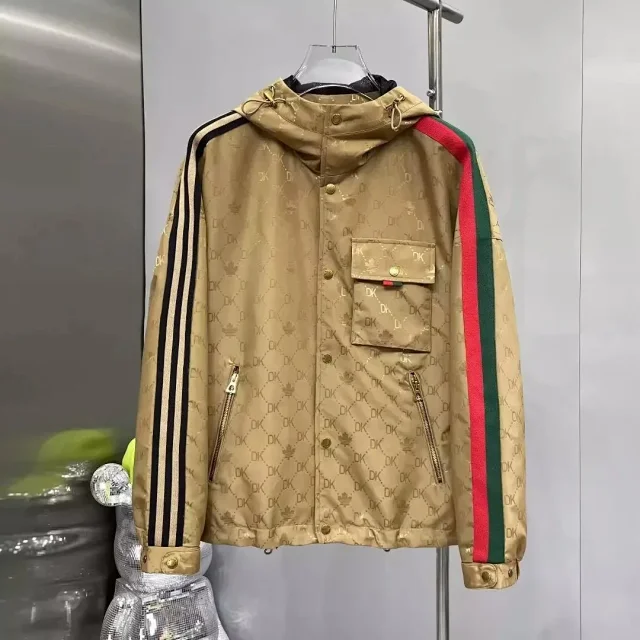Adidas Jackets Hooded monogram windbreaker with contrast striped sleeves product detail image 3