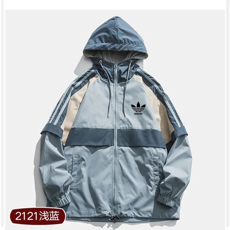 Adidas Jackets Hooded monogram windbreaker with contrast striped sleeves image 12