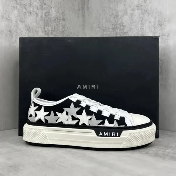 Amiri Star-Print Low Top Sneakers Black and White - 1