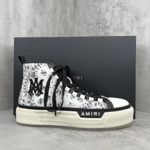 Amiri Bandana Print High-Top Sneakers White / Black - 1