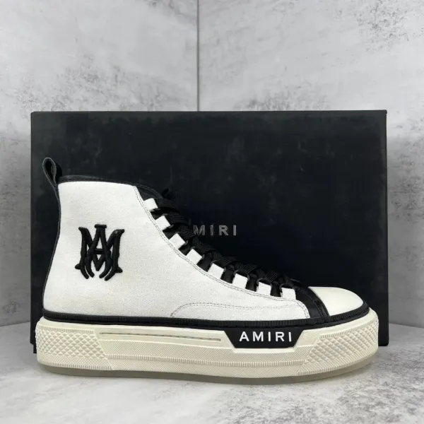 Amiri High-Top Canvas Sneakers White / Black - 1