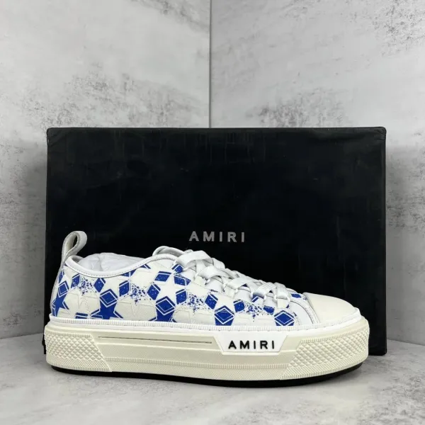 Amiri Diamond Print Low-Top Sneakers White Blue - 1