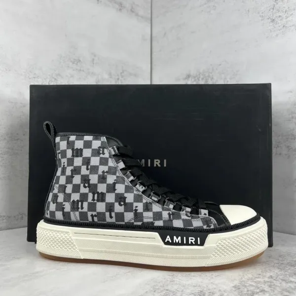 Amiri Checkerboard Logo High-Top Sneakers - 1