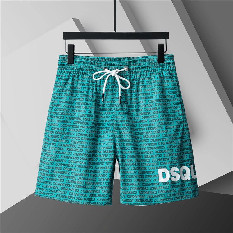 Unbranded Shorts Elastic-Waist Drawstring with Side Letter Print — 3775 Green
