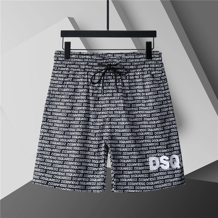 Unbranded Shorts Elastic-Waist Drawstring with Side Letter Print — 3775 Black