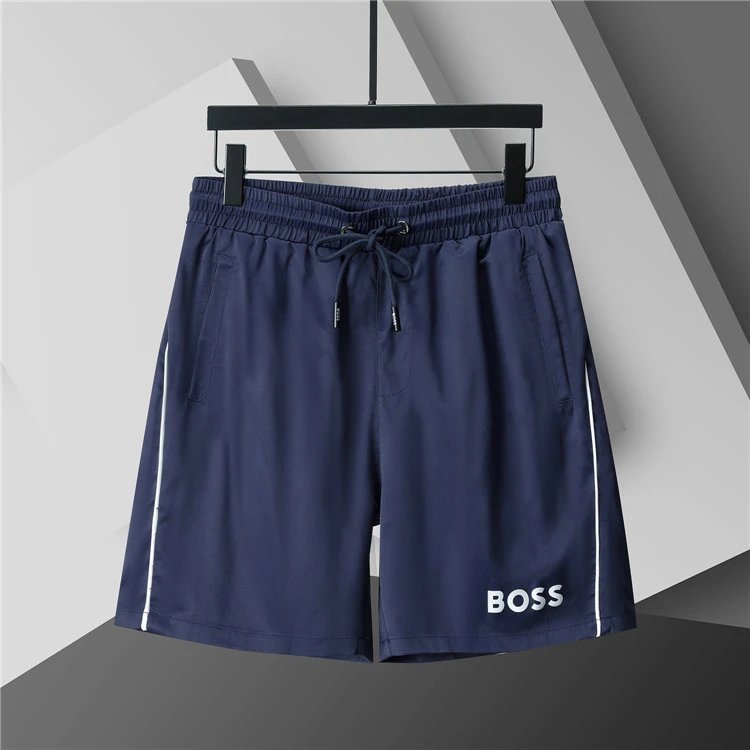 Unbranded Shorts Elastic-Waist Drawstring with Side Letter Print — 3778 Blue
