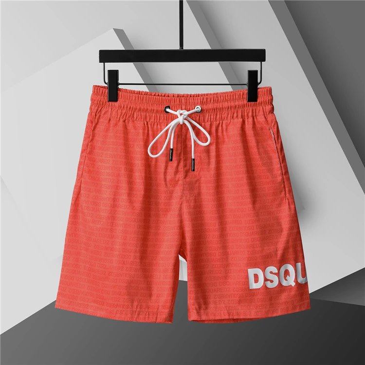Unbranded Shorts Elastic-Waist Drawstring with Side Letter Print — 3775 Orange-Red