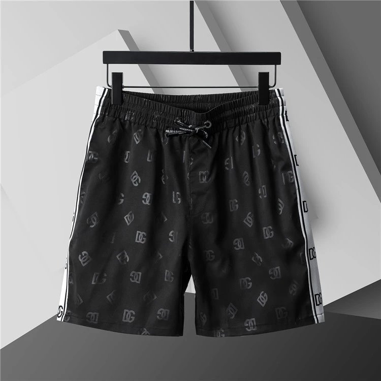 Unbranded Shorts Elastic-Waist Drawstring with Side Letter Print — 3784 Black