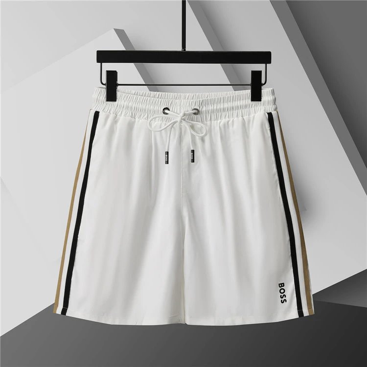 Unbranded Shorts Elastic-Waist Drawstring with Side Letter Print — 3773 White
