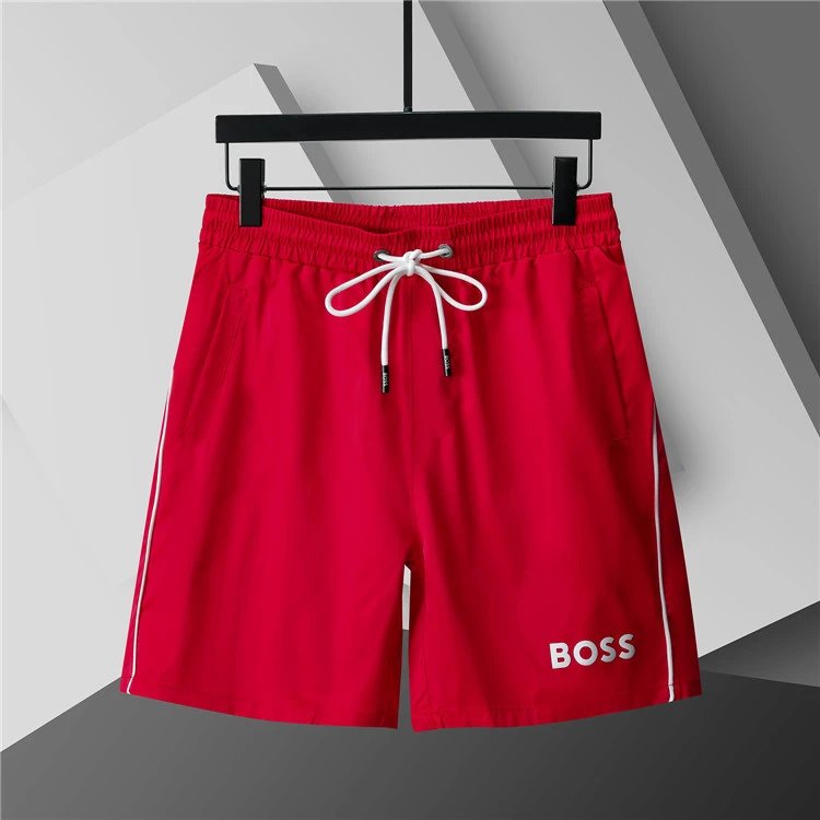 Unbranded Shorts Elastic-Waist Drawstring with Side Letter Print — 3778 Red
