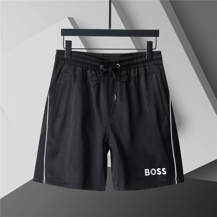 Unbranded Shorts Elastic-Waist Drawstring with Side Letter Print — 3778 Black