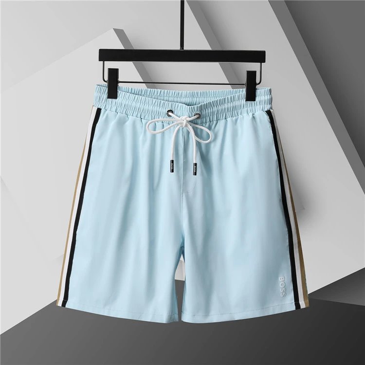 Unbranded Shorts Elastic-Waist Drawstring with Side Letter Print — 3773 Blue