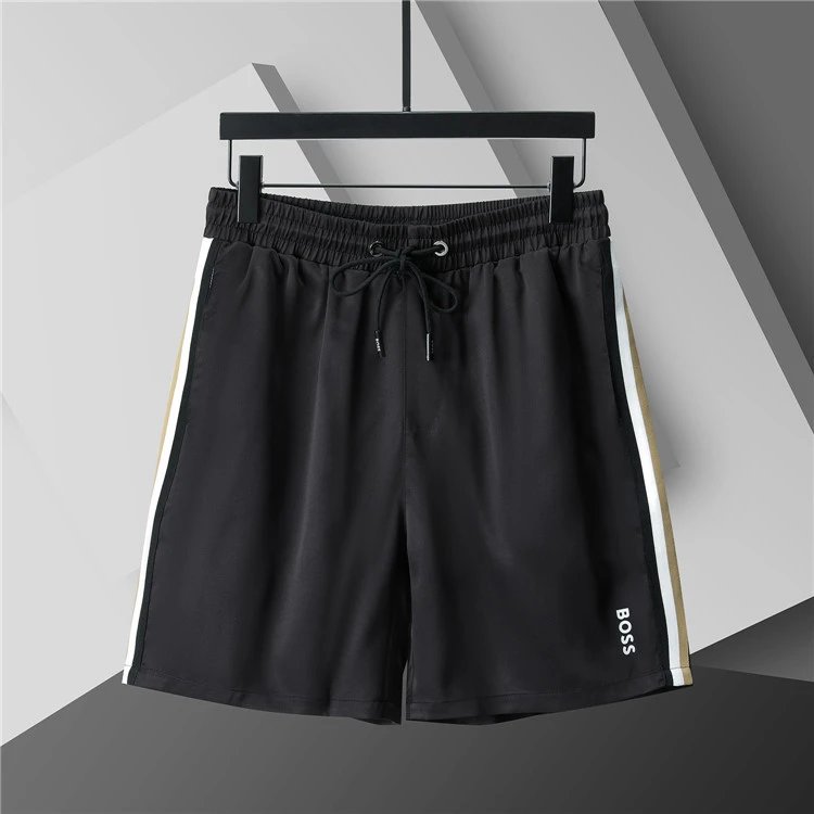 Unbranded Shorts Elastic-Waist Drawstring with Side Letter Print — 3773 Black