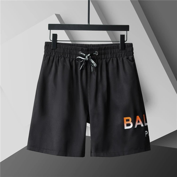 Unbranded Shorts Elastic-Waist Drawstring with Side Letter Print — 3782 Black/Orange
