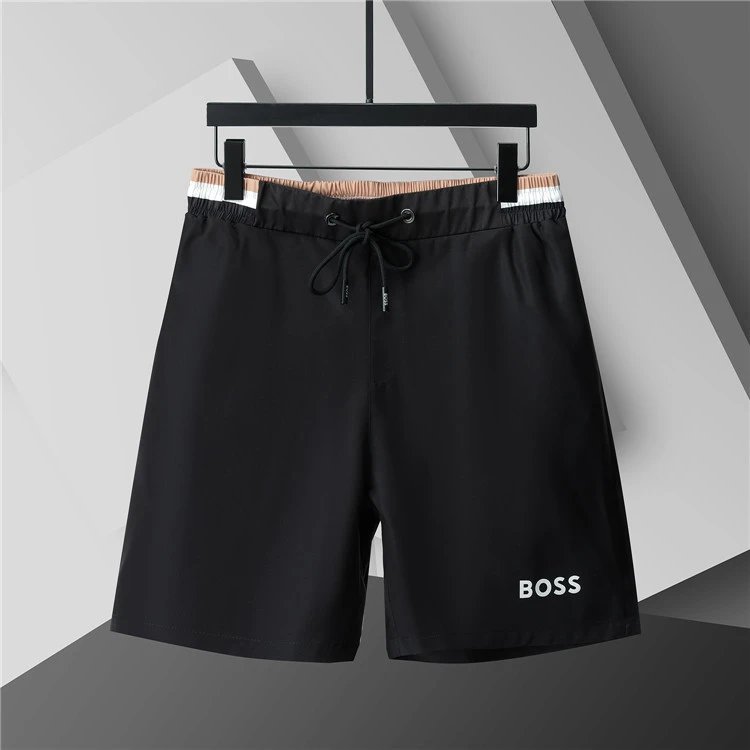 Unbranded Shorts Elastic-Waist Drawstring with Side Letter Print — 3772 Black