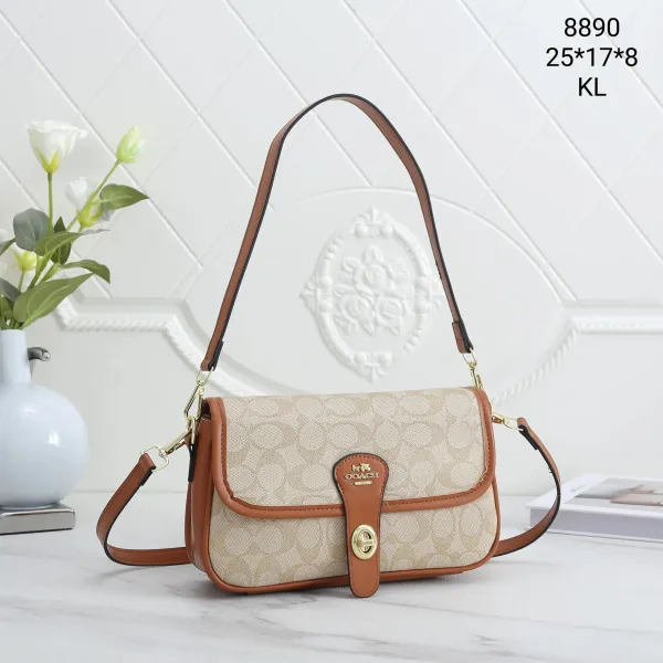 Coach Signature Canvas Crossbody Bag Beige and Brown - 1