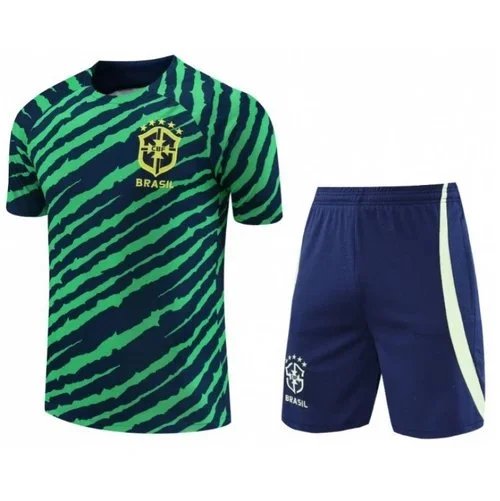 CBF Brazil Training Jersey and Shorts Set Navy with Lime Green Accents - 2