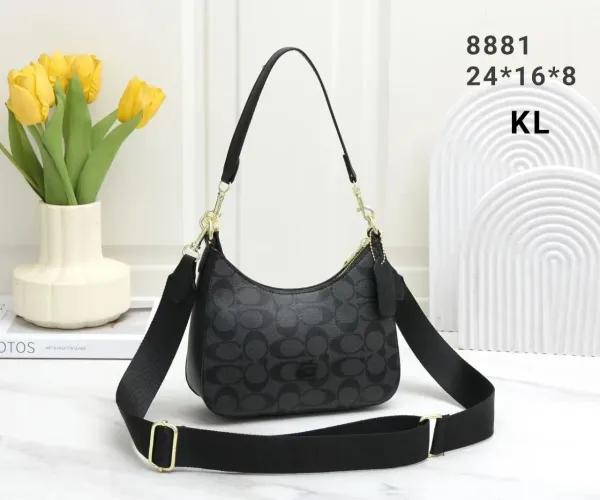 Coach Signature Hobo Bag Black Monogram Shoulder Bag - 1
