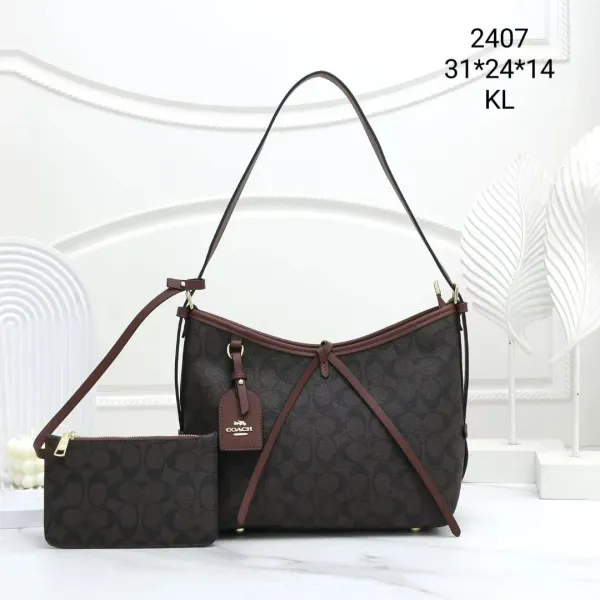 Coach Signature Canvas Hobo Bag with Wristlet in Brown Shoulder Bags - 1